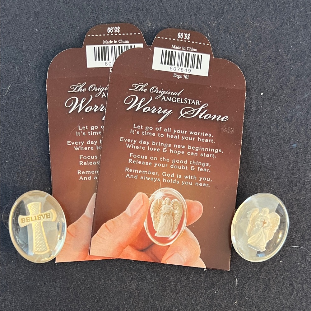 Angelstar Worry Stone Set with Cross and Angel Design #B-11